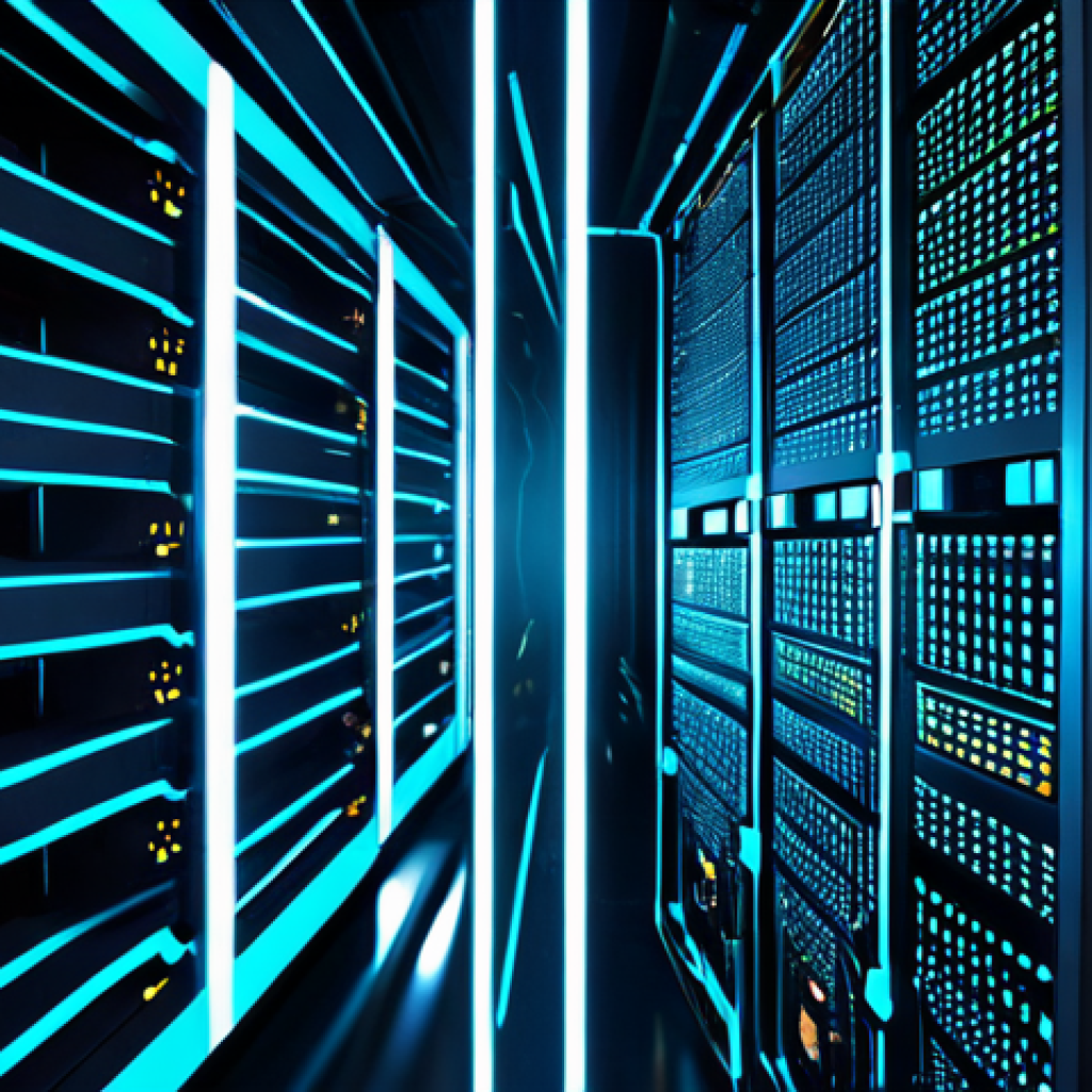 A highly detailed, glowing GPU chip, depicted as the central processing unit for a complex neural network. The chip is set within a pristine, futuristic data center with holographic projections of data streams flowing rapidly around it. Emphasize the interconnectedness of many small processing units working in parallel, with bright, dynamic light streaks representing rapid computation. The overall scene should convey immense processing power and efficiency for AI training. Professional photography, high resolution, intricate details, stunning visual effects, deep depth of field, perfect anatomy, correct proportions, natural pose, well-formed hands, proper finger count, natural body proportions, safe for work, appropriate content, fully clothed, professional.
