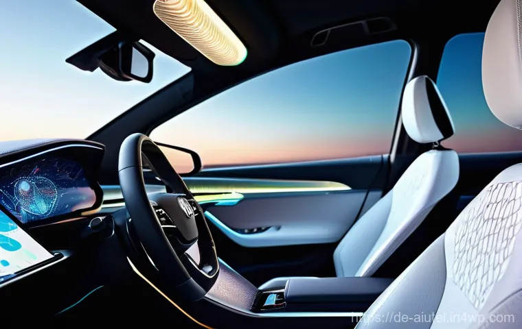 AI 하드웨어 가속기의 연산 능력 분석 - **Autonomous Vehicle with Real-time AI Processing:**
    A futuristic, sleek autonomous electric car...