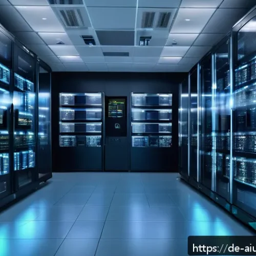 Home 31 AI 하드웨어 가속기와 사이버 보안 - A modern data center control room with large transparent digital screens displaying real-time cybers...
